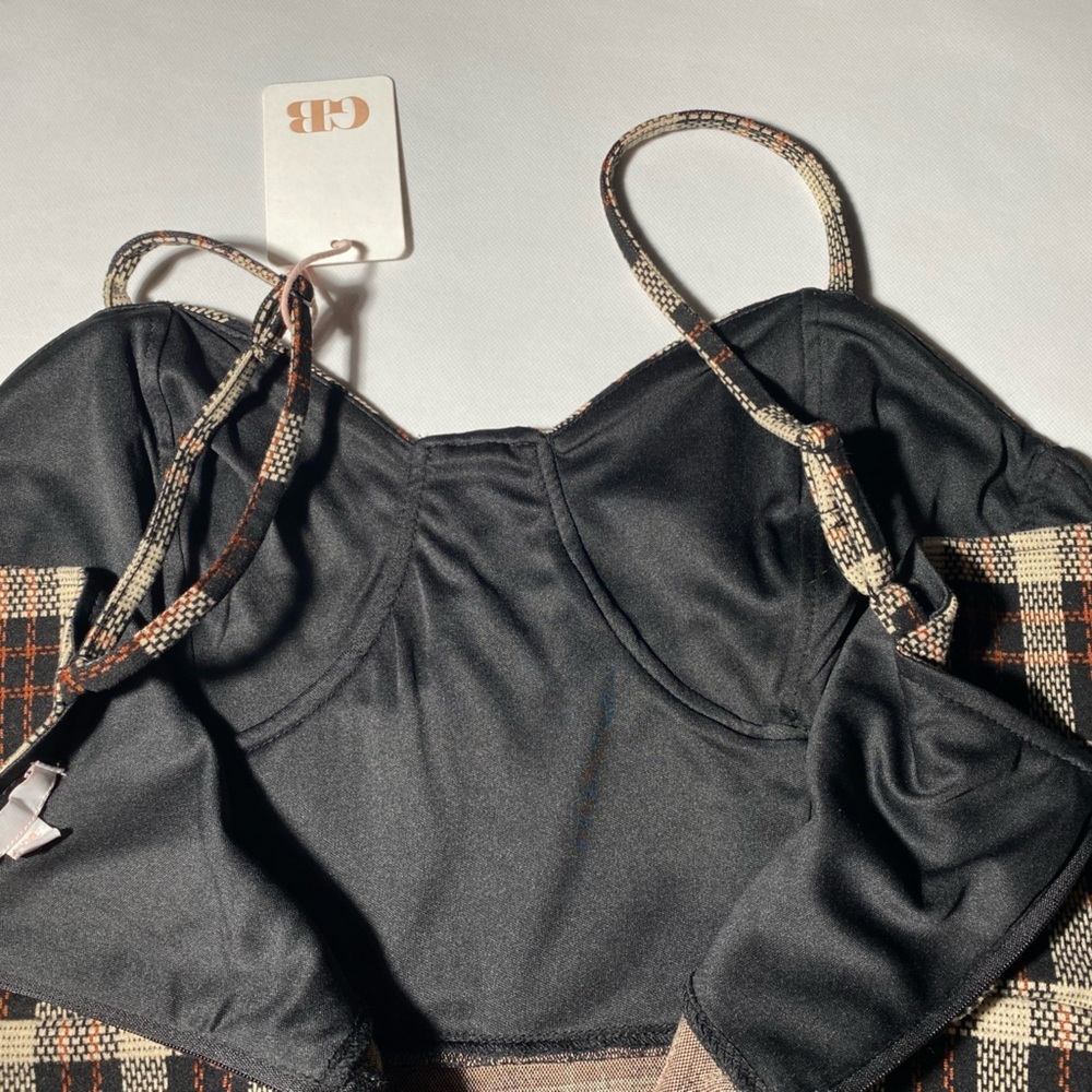 NEW- Size S Woman's Gianni Bini Dress W/ Top Lining - Zip Back- Black Plaid - Picture 7 of 10